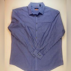Van Heusen Casual Men Button Up Shirt Long Sleeve Blue White Size XL